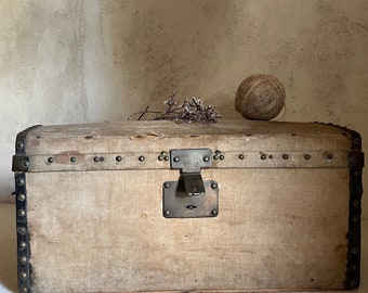 RESERVED FOR H. Please don’t buy. Rare. Antique French authentic wood doll chest toy mini trunk toy box 19th century France