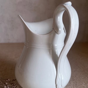 Antique French white pitcher. Judge. White ironstone. stamped Creil Montereau. 19th FRANCE. image 7