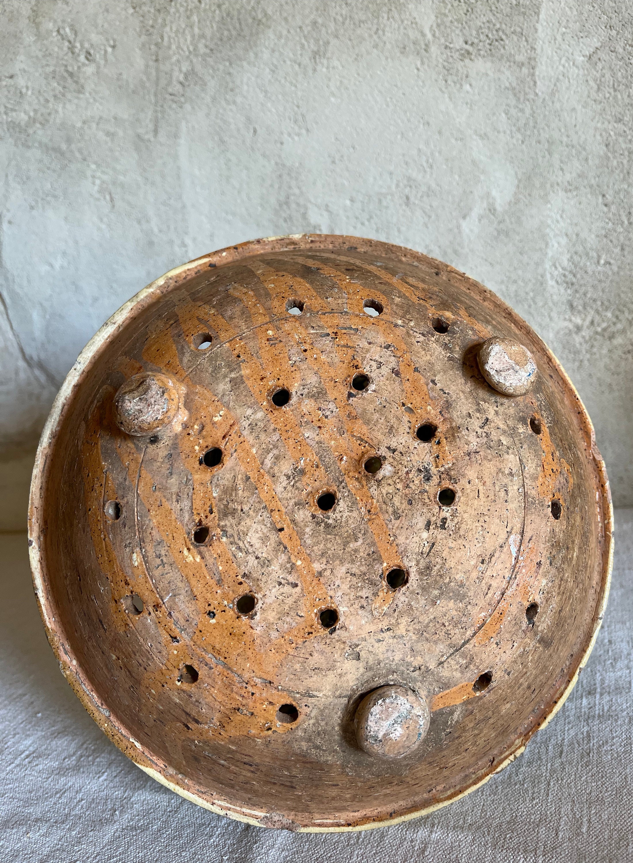 XL Antique French Terra Cotta Drain Strainer. Glazed. Large Etsy