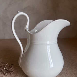 Antique French white pitcher. Judge. White ironstone. stamped Creil Montereau. 19th FRANCE. image 2