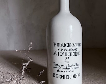 Antike französische große Essigflasche. Glasiertes Steinzeug. Gestempelt Bornier Dijon. FRANKREICH 1900er Jahre