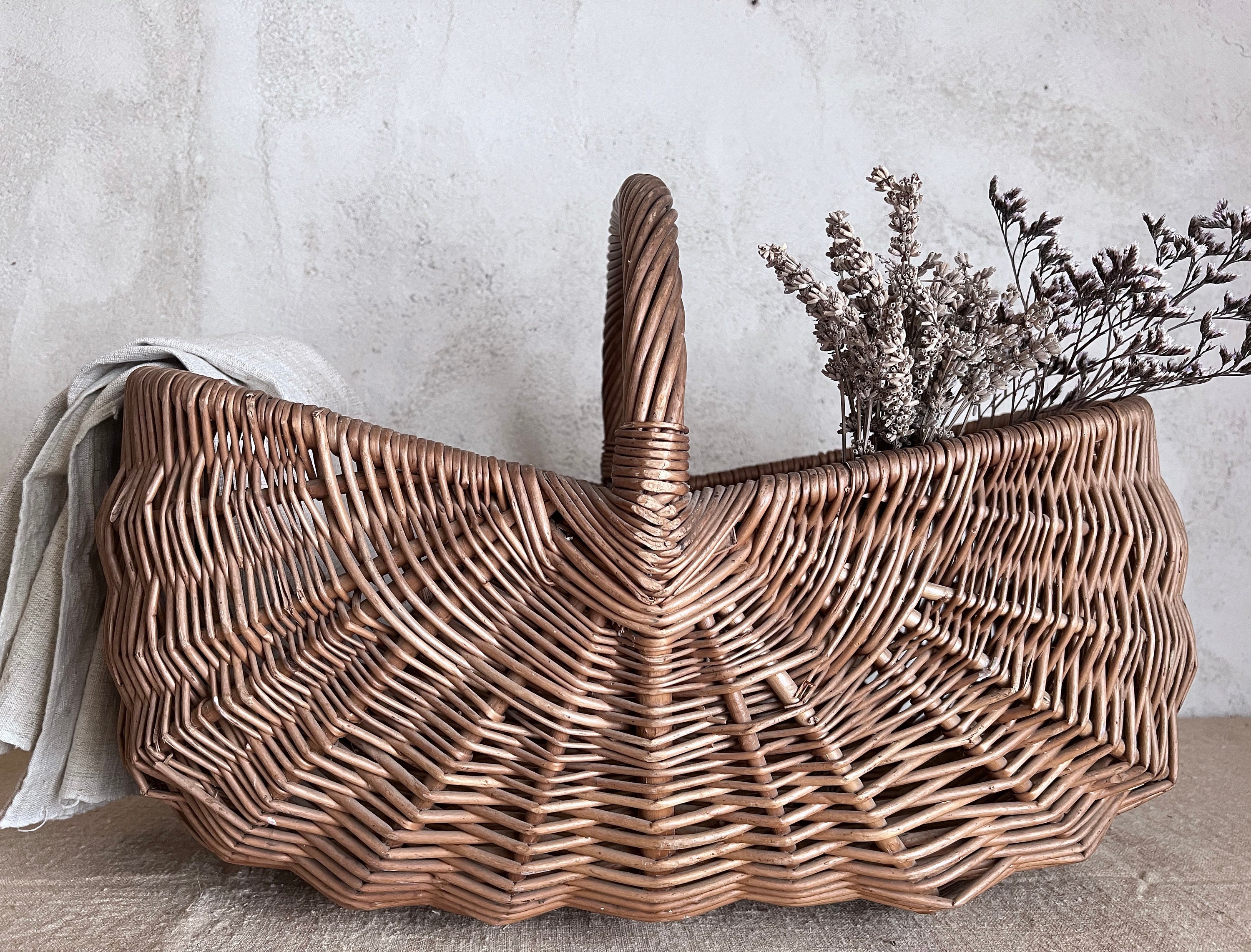 XL Antique French Large Wicker Basket . FRANCE Etsy