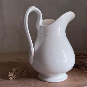 Antique French white pitcher. Judge. White ironstone. stamped LUNEVILLE. 19th FRANCE. image 4