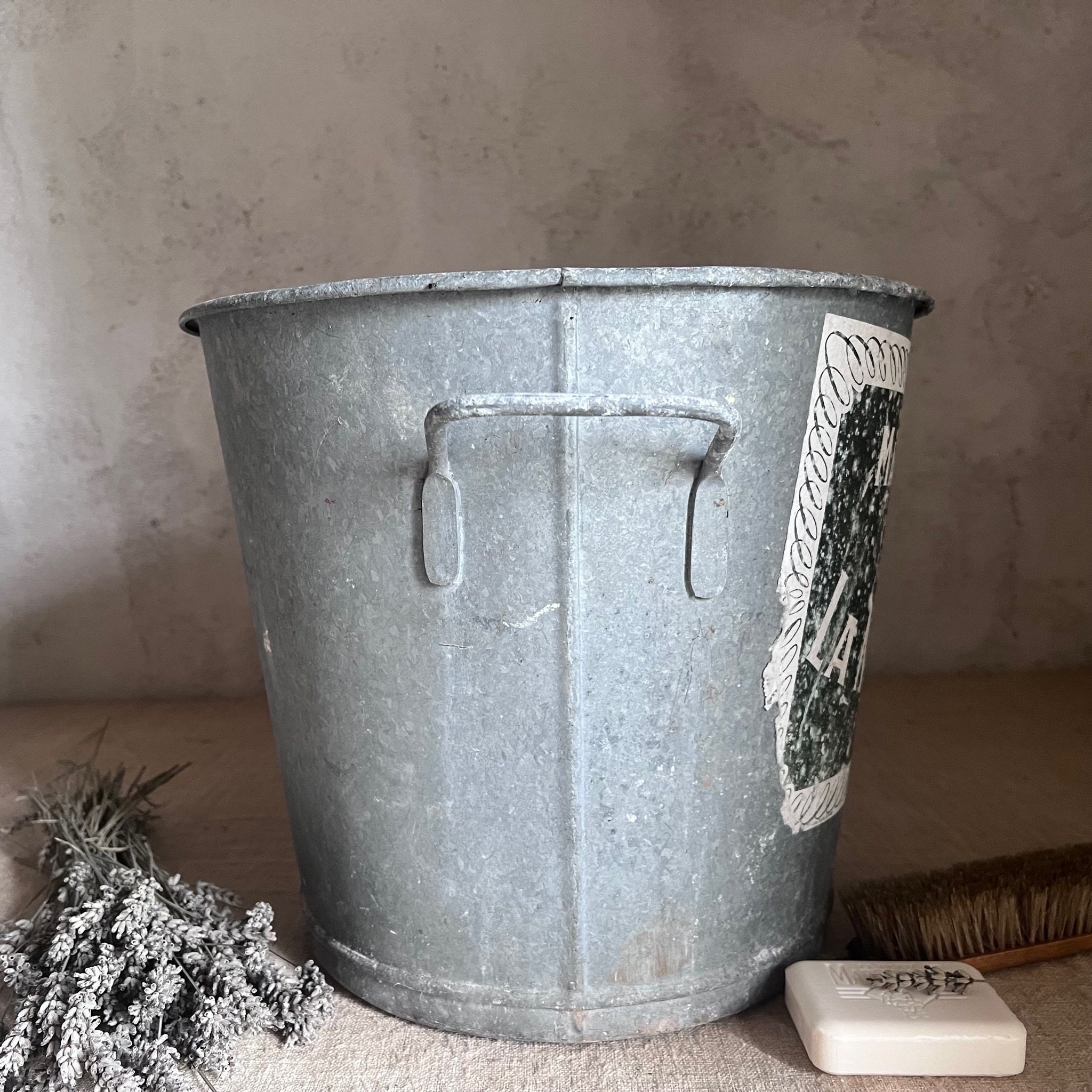 Antique French Large Zinc Laundry Basin Bucket With Handles. - Etsy