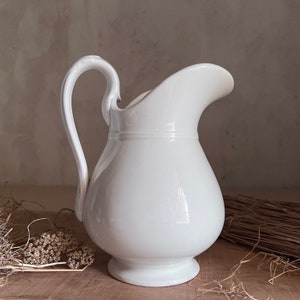 Antique French white pitcher. Judge. White ironstone. stamped LUNEVILLE. 19th FRANCE. image 2