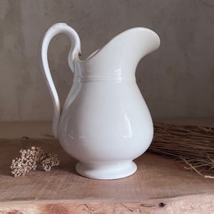Antique French white pitcher. Judge. White ironstone. stamped LUNEVILLE. 19th FRANCE. image 1