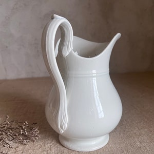 Antique French white pitcher. Judge. White ironstone. stamped Creil Montereau. 19th FRANCE. image 4