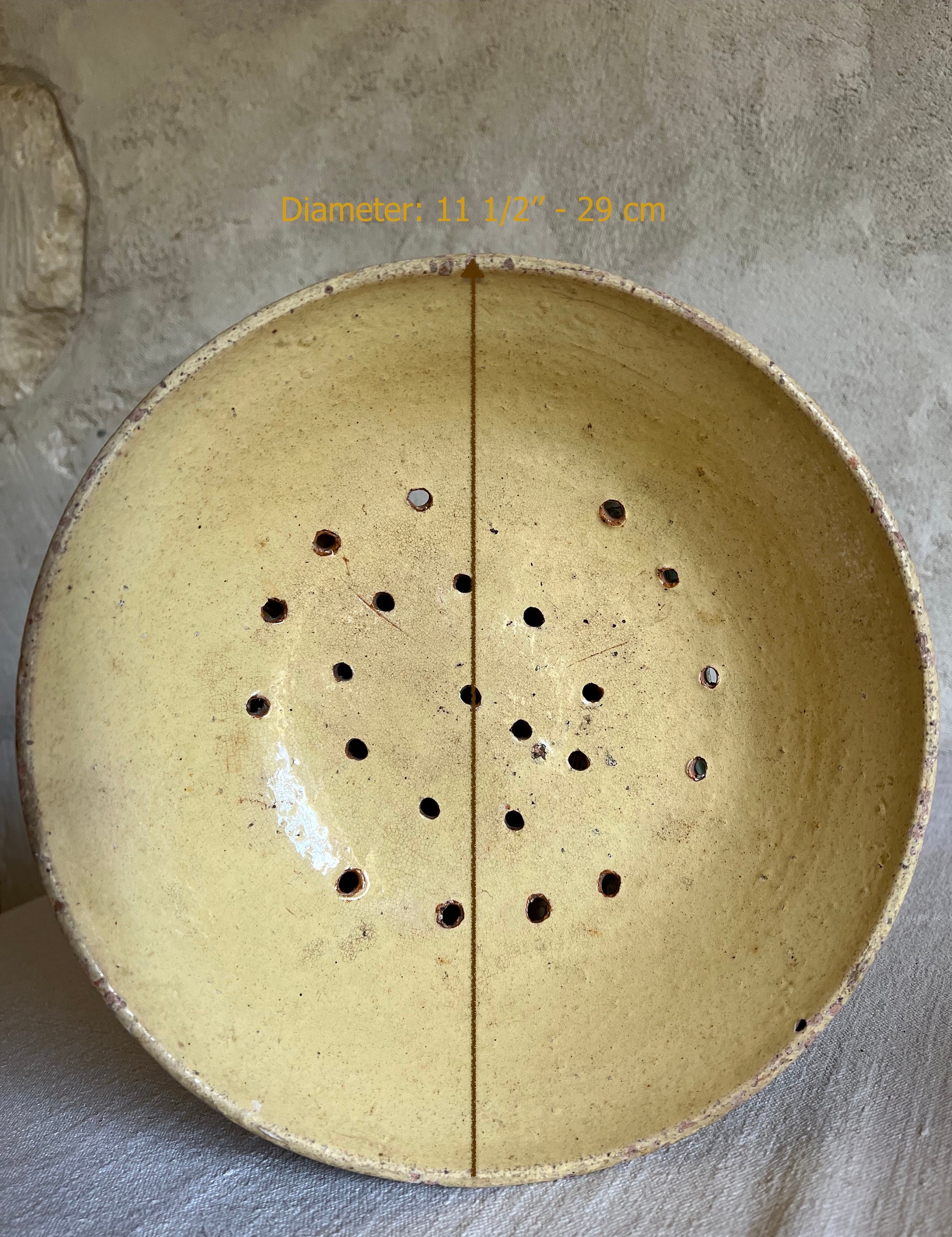 XL Antique French Terra Cotta Drain Strainer. Glazed. Large Etsy