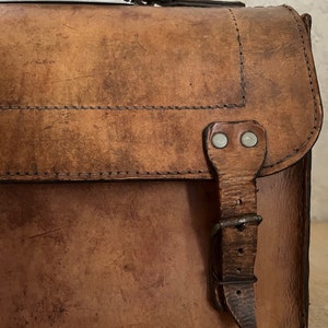 Antique Belgian aviation pilot vintage leather bag satchel messenger carrier image 5
