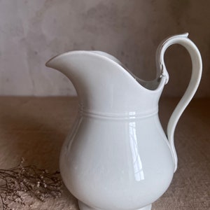 Antique French white pitcher. Judge. White ironstone. stamped Creil Montereau. 19th FRANCE. image 5