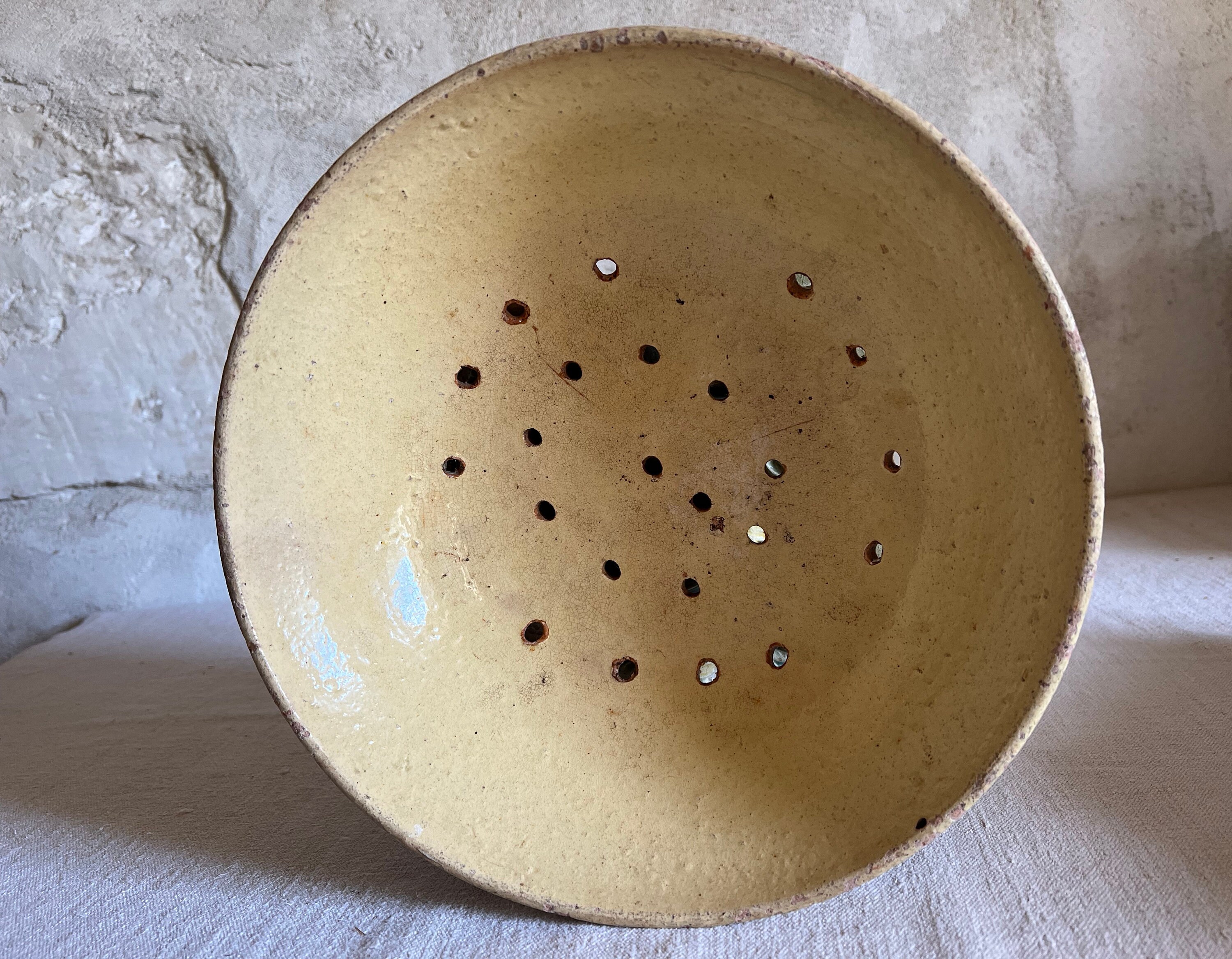 XL Antique French Terra Cotta Drain Strainer. Glazed. Large Etsy