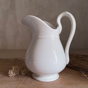 Antique French white pitcher. Judge. White ironstone. stamped LUNEVILLE. 19th FRANCE. image 5