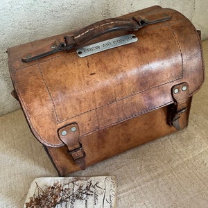 Antique Belgian aviation pilot vintage leather bag satchel messenger carrier image 2