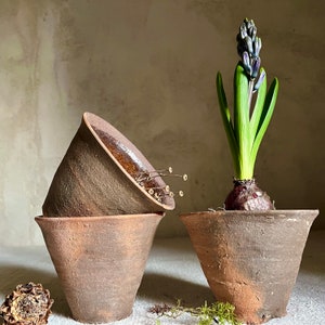3 Antique French resin pot glazed terra cotta planter France 1900s