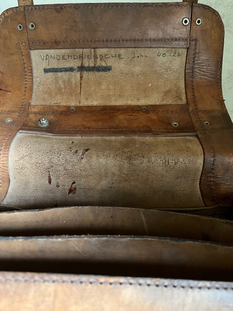 Antique Belgian aviation pilot vintage leather bag satchel messenger carrier image 10