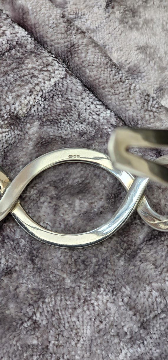 Vintage Sterling Solid Silver 925 Cuff Bangle Bra… - image 7