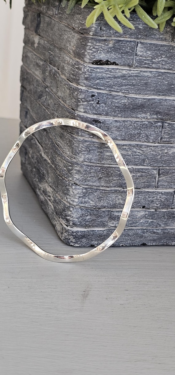 Vintage Sterling Silver Solid 925 bangle bracelet… - image 1