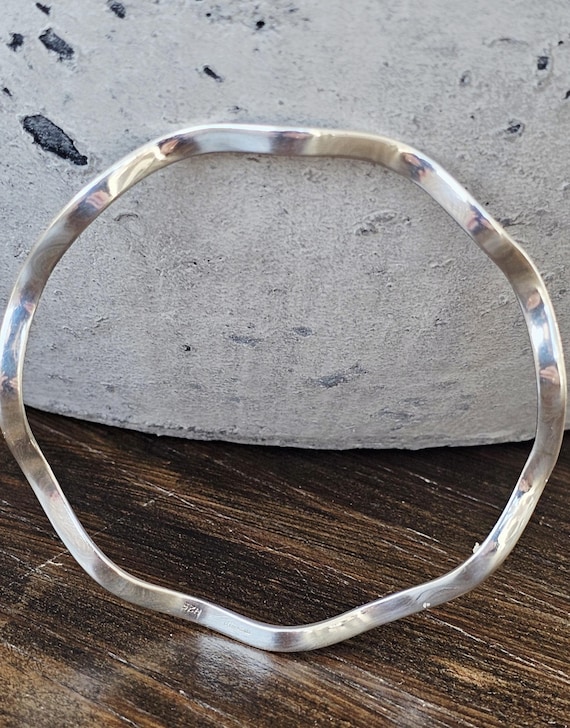 Vintage Sterling Silver Solid 925 bangle bracelet… - image 6