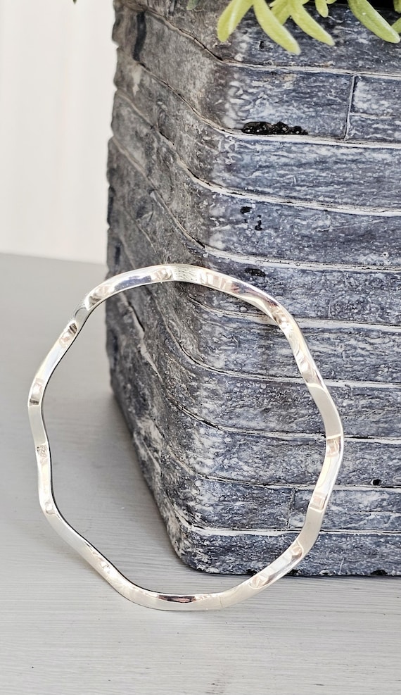 Vintage Sterling Silver Solid 925 bangle bracelet… - image 8