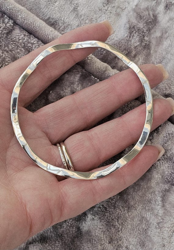 Vintage Sterling Silver Solid 925 bangle bracelet… - image 3