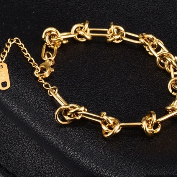 18ct Gold Plated Link Chain Bracelet. Titanium Bracelet. 7" BNWT. Fashion Bracelet