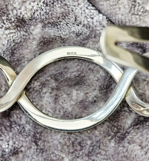 Vintage Sterling Solid Silver 925 Cuff Bangle Bra… - image 3