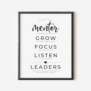 Thank You Gift for Mentor, A Truly Great Mentor is Hard to Find Quote, Mentor Appreciation PRINTABLE Wall Art, Teambuilding Office Decor