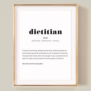 Registered Dietition Gift, Dietition Definition Poster Office Wall Decor, Nutrition Counselor Graduation, Preceptor Gift, Instant Download
