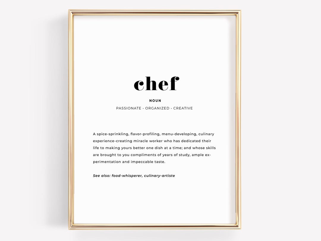 Chef Definition Print Wall Art, Restaurant Chef Poster, Gifts for ...