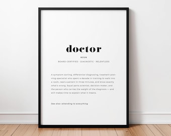 Doctor Definition Print, Physician Office Wall Art, Instant Download