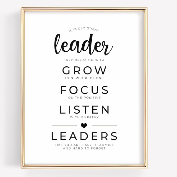 Leadership Appreciation Gift, A Truly Great Leader Quote, Best Team Leader Wall Art, Teamwork Gift Ideas, Printable Leadership Sign