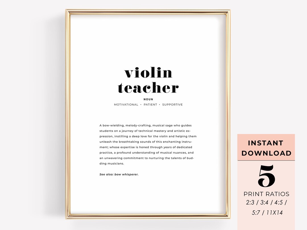 Violin Teacher Definition PRINTABLE Music Studio Wall Art, Classical