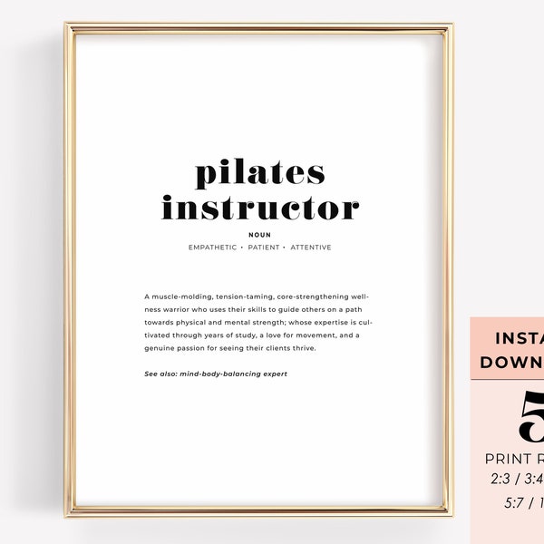 Pilates Instructor Definition DRUCKBARE Pilates Studio Wandkunst für Pilates Schüler Abschluss Geschenk Barre Studio Poster Fitness Defintion