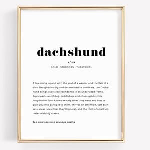 Dachshund Definition Printable Wall Art, Funny Wiener Dog Lover Gift, Sausage Dog Decor, Instant Download
