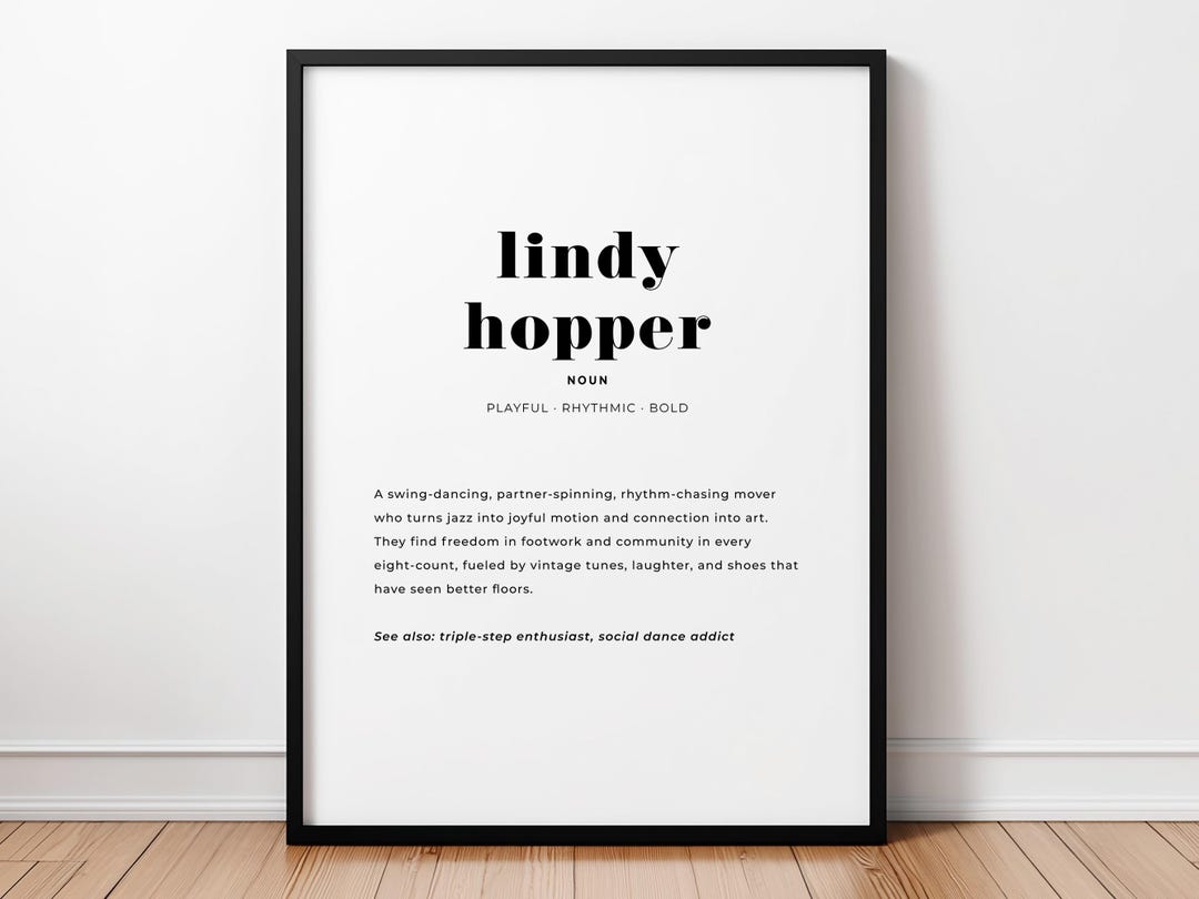 Lindy Hopper Definition Print, Swing Dance Wall Art, Jazz Dancer Gift ...