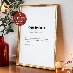 Optiker Definition Geschenk, Optometrie Büro Wandkunst, optische Dekor, Opthamologie Poster, Augenoptiker professionelle Geschenk, Instant Download