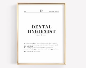 Dental Hygienist Gift, Definition Print Dental Hygiene Noun, RDH Room Decor, Wall Art, Graduation Gift, Thank You Gift, Instant Download