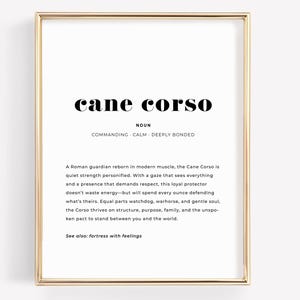Cane Corso Definition Printable Wall Art, Gift for Cane Corso Owners or Dog Dads, Guardian Breed Home Decor, Instant Download