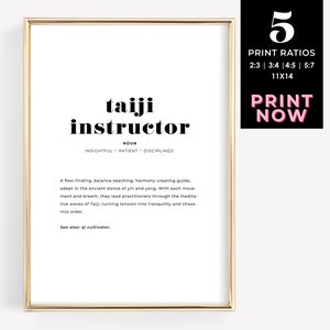 Arte de pared de definición de instructor de Taiji / Regalo de Tai Chi para artista marcial / Descarga instantánea