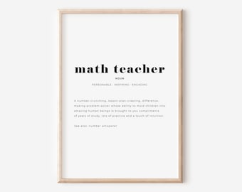 Math Teacher Gift, Printable Math Classroom Decor, High School Teacher Appreciation, Definition Print, Retirement Gift, Instant Download