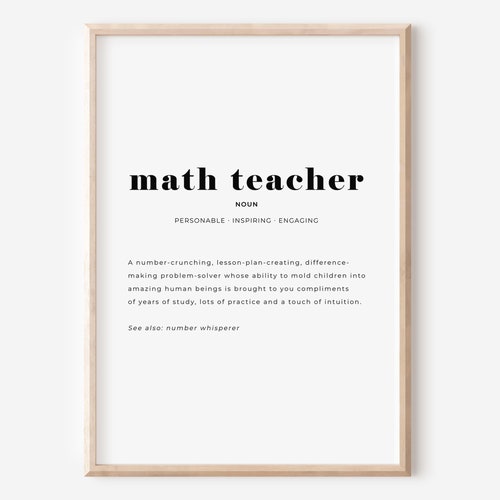 Math Teacher Definition PRINTABLE Classroom Decor High School Etsy