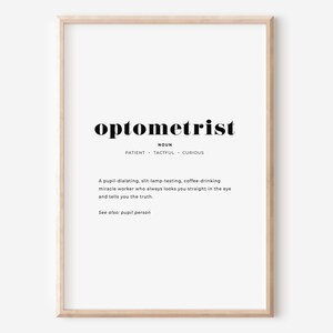 Optometrist Definition Poster Printable Optometry Decor for - Etsy