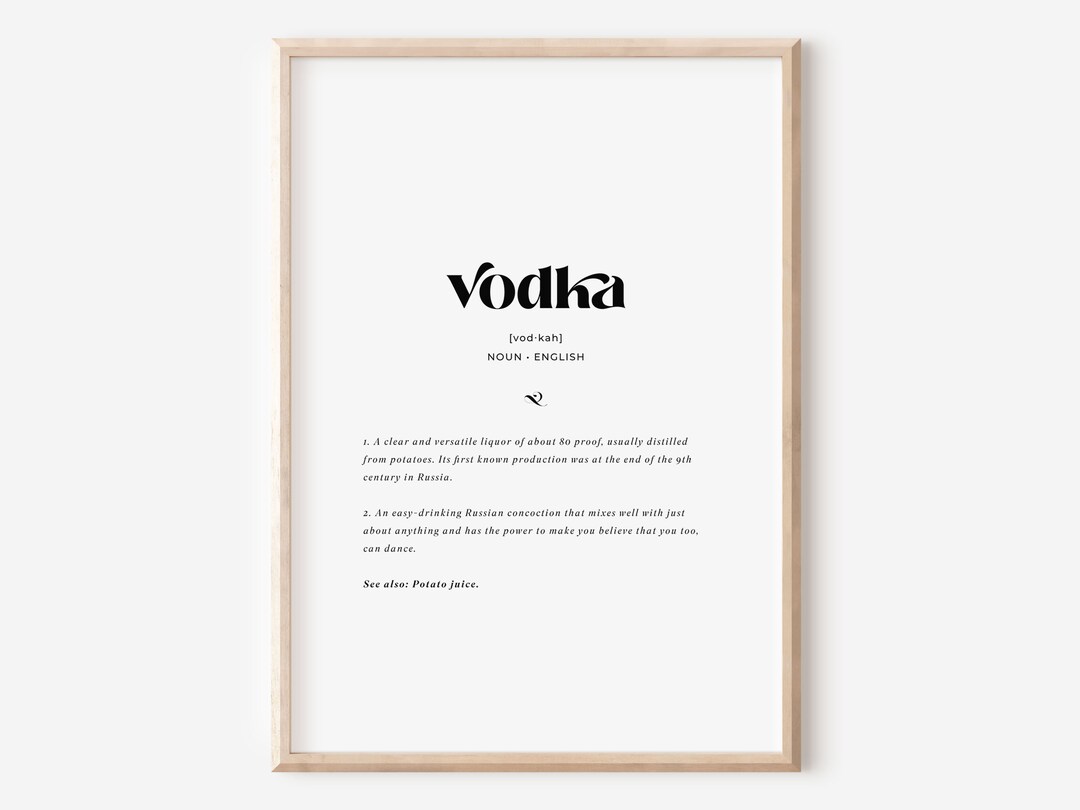 Vodka Definition Poster Printable Vodka Wall Art Cute Bar Etsy
