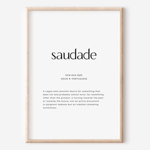 Saudade Definition Print, Portuguese Wall Art Gift, Untranslatable Word Poster, Fado Music Decor, Saudade Quote Instant Download