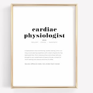 Hartfysioloog definitie, cardiologie verpleegkundige cadeau, kliniek Office Art, cardiovasculaire muurkunst, cardiologie poster direct downloaden