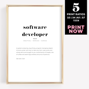 Definicja programisty oprogramowania do druku na ścianie, plakat informatyczny dla programisty, programisty internetowego i gier, wystrój biura, pobieranie cyfrowe