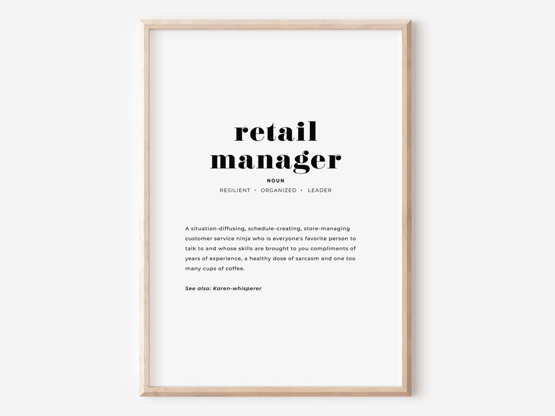 Store Manager Definition Wall Art, Gift for Manager, Retail Shop Decor, Shop Manager