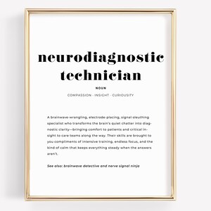 Neurodiagnostic Technician Definition Print, Medical Professional Gift, Brainwave Specialist Art, Neurology Decor, Healthcare Appreciation