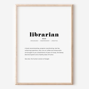 Librarian Definition Print, School Library Wall Decor, Printable Gift for School Librarian Poster, Book Gallery Wall Art, Instant Download