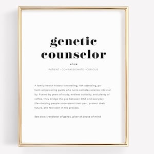 Genetic Counseling Poster, Thank You Gift for Genetics Counselor, Genetics Definition Print for Histology Office Decor